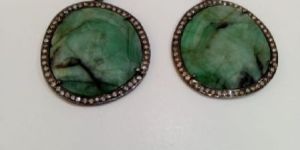 Oval Shaped Silver Stone Earrings