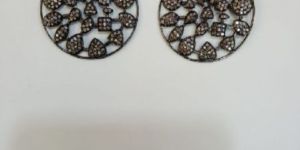 Round Shaped Silver Stone Earrings