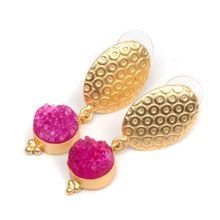 Druzy Gold Plated Stud Earrings