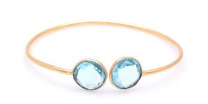 Gold Plated Hydro Blue Topaz Gemstone Handmade Bangle