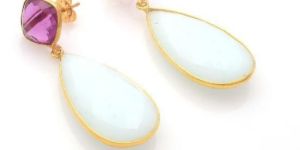 White Chalcedony and Hydro Tourmaline Quartz Gemstone Rings