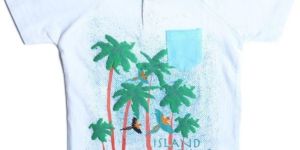 WHITE HALF SLEEVE COTTON TEE WITH POCKET