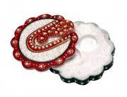 Kundan Work Marble Roli Sindoor Vase Multi Color Showpiece