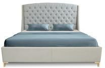 King Size Diamond Tufted Wingback Leather Storage Bed