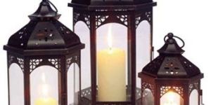 Large Metal Moroccan Hanging Candle Lantern Clear Glass