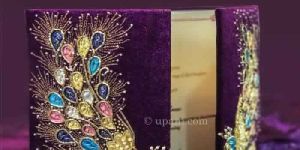 Peacock Hand Embroidered Invitation