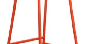 Rigid Orange Tint Wooden Top Industrial Stool