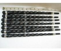 BLACK AGATE TWISTED FACETED WOODEN HEALING STICK