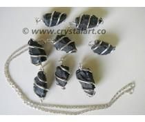 BLACK AGATE WIRE WRAPPED NATURAL PENDANT