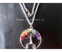 SEVEN CHAKRA STONES TREE OF LIFE PENDANTS WITH CHAIN