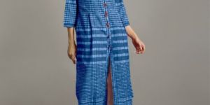 Blue Handloom Cotton Check Kurti