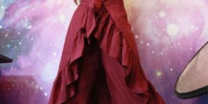 Solid Maroon Flared Ruffle Adjustable Pants