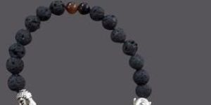 Lava Stone Beads Buddha Charms Bracelet