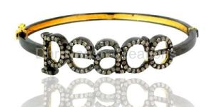 Diamond Pave Peace Script Bangle