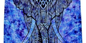 Blue Elephant Queen Sized Tapestry Hippie Wall Art Hanging Dorm Decor