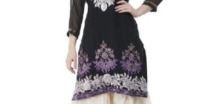 Kouture Black Georgette Kurti in Gota Patti Work