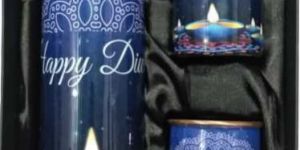 Designer Copper Water Bottle with Glass Set