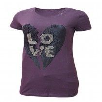 GAS PURPLE LOVE MATTEL WORK HALF SLEEVES ROUND NECK TOP
