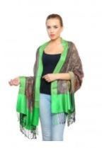 UNISCARF GREEN BORDER FLORAL PRINT SHAWL