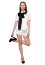 UNISCARF PURE SILK BLACK PLAIN STOLE