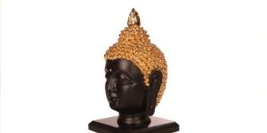 Gautam Buddha Head Glossy Gold Matte Black Statue