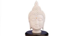 Gautam Buddha Head Glossy White Statue