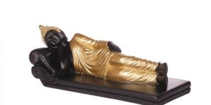 Gautam Buddha Relaxing Matte Black Gold Statue