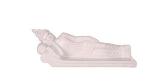 Gautam Buddha Relaxing Matte White Statue