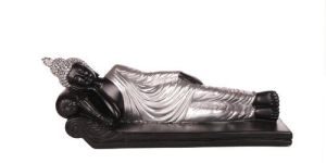 Gautam Buddha Relaxing Silver Matte Black Statue