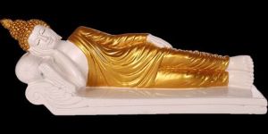 Gautam Buddha Relaxing Beige & Gold Statue