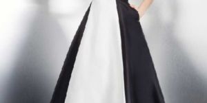 White and Black Satin Dress