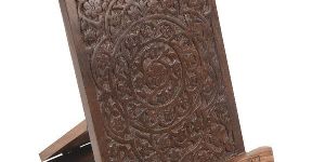 Handcarved Sheesham Wood Foldable Book Stand/iPad Holder