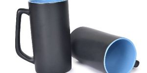 Handcrafted Tall Black Matte Milk and Coffee Mug