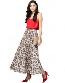 Jaipur Kurti Women Grey Ethnic Motifs Straight Cotton Skirt