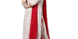 Red Printed Palazzo Chiffon Dupatta Suit Material