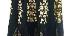 Women Black Ethnic Motifs Straight Cotton Skirt