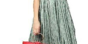 Olive Geometric Straight Cotton Skirt