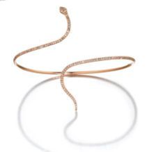 Diamond Single Row Snake Wrap Bangle Gold Bracelet