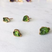 Sterling Silver Peridot Electroplated Handmade Stud Earring