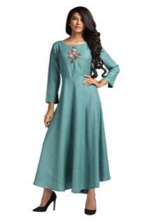 Covet Rayon Embroidered Turquoise Blue Kurti