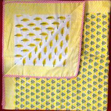 Hand Block Printed Floral Designs Baby Quilt