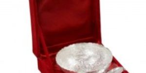 German Silver Bowl Gift Set with Red Velvet Box