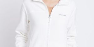 COLUMBIA OFF-WHITE FAST TREK II FULL ZIP FLEECE JACKET