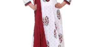 COTTON ANARKALI SUIT IN WHITE