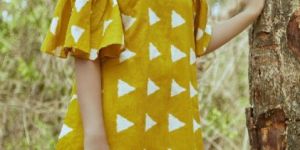 YELLOW BLOCK COLD SHOULDER DRESS
