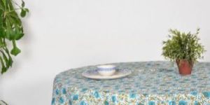 FLORAL JAAL BLUE ROUND TABLE COVER