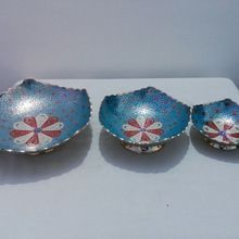 Brass Enamel Colored Fruit Bowl