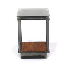 IRON MARBLE SIDE TABLE WITH GLASS TOP