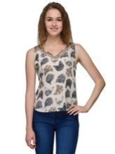 Ladies Fancy Half Sleeveless Cat Print Sleeveless Design