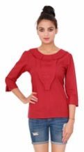 Casual Cotton Plain Dyed Women's Maroon Top